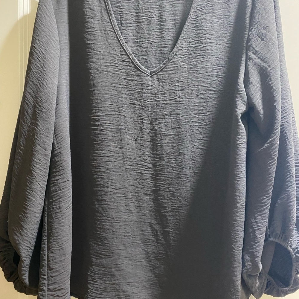 JODIFL Charcoal V-Neck Blouse